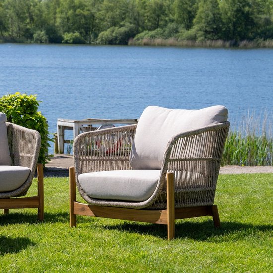 Fauteuil Marron/Beige - Bois d'acacia & Textile - 78,5x86x72 cm - Fauteuil Terracina - House Nordic