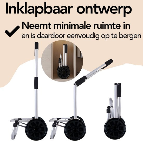 Brixy Chariot de courses - Pliable - Avec roues - Sac de courses amovible - Chariot de courses - Noir