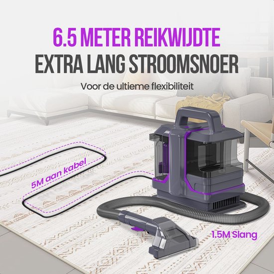Strex Carpet Cleaner Extra Powerful - Nettoyeur de taches / Nettoyeur de meubles / Nettoyeur de matelas / Nettoyeur de canapés - 2 accessoires