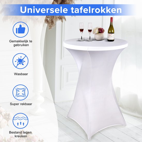 Saaf Ensemble de jupes bartables - 4 pièces - ∅80-85 x 110cm - Housse bartable - Lavable et élastique - Blanc