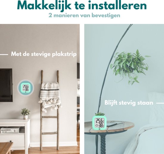Ease Electronicz Hygromètre - Station météo - Humidimètre - Thermomètre pour l'intérieur - Pile et bande adhésive incluses