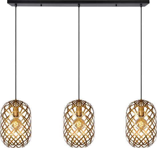 Lucide WOLFRAM - Lampe suspendue - 3xE27 - Or mat / Laiton