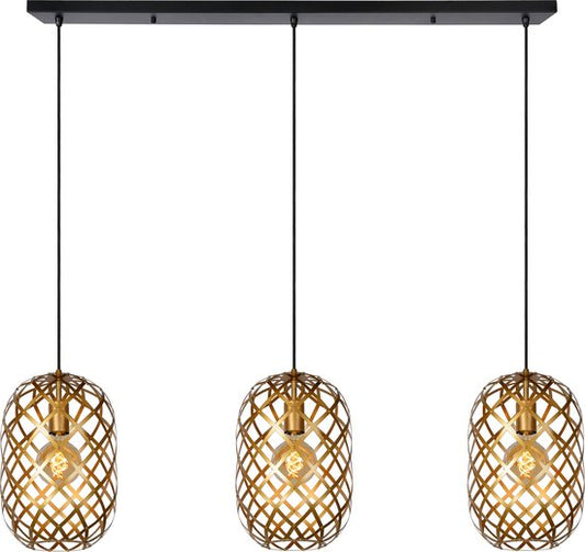Lucide WOLFRAM - Lampe suspendue - 3xE27 - Or mat / Laiton