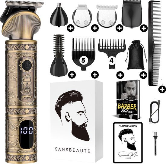 Tondeuse à barbe 6-en-1 pour homme - Tondeuse pour barbe et corps - 6 accessoires inclus - Sansbeauté® - Tondeuse pour homme - Tondeuse pour homme - Tondeuse à cheveux - Tondeuses - 0.5-15MM - Nez et oreilles - Tondeuse - Machine à barbe - Multigroomer
