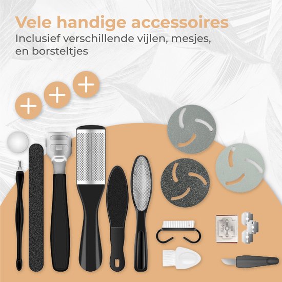 Nuvance - Extracteur de callosités électrique - 3 disques de callosités inclus - Extracteur de callosités électrique - Set d'extraction de callosités professionnel, Set de pédicure 10 pièces - Lime à pieds - Rechargeable par usb
