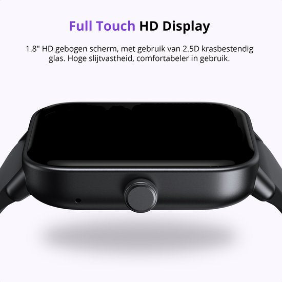 Maoo Boost 2 Smartwatch Femmes et Hommes - Convient pour Whatsapp et Belfonction complète - Android & iOS - Montre sport - Fréquence cardiaque, Saturation sanguine, Moniteur de sommeil - Podomètre, Compteur de calories - Étanche - Noir