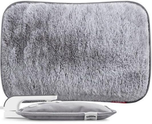 Coozie Electric Jug - 1L - avec manchon ThermoSoft en tissu duveteux - Carafe d'eau chaude chauffante et douce - Carafe d'eau chaude - Gris