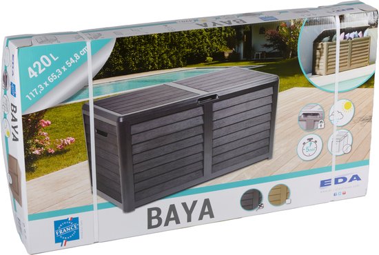 Lifetime Garden Boîte à coussins 420L - Boîte de rangement avec couvercle 117,3 x 65,3 x 54,8 cm - Boîte de jardin avec option de verrouillage - Utilisation dans le jardin et le garage - Boîte à coussins pour l'extérieur - Noir