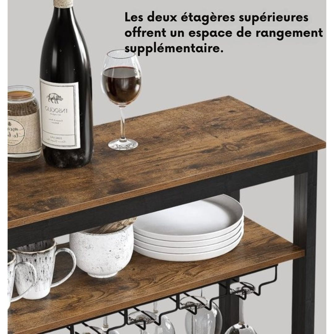 Armoire à vin - de bar - Niceey - Pour 24 bouteilles et 15 verres - métal/bois
