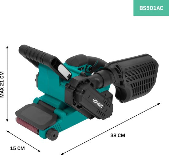 VONROC Ponceuse à bande 710W - 6 bandes abrasives incluses - vitesse variable