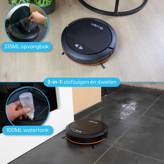 Ølven Robot aspirateur avec fonction balayage - App - Station de recharge - Convient aux animaux domestiques - Robot balayeur
