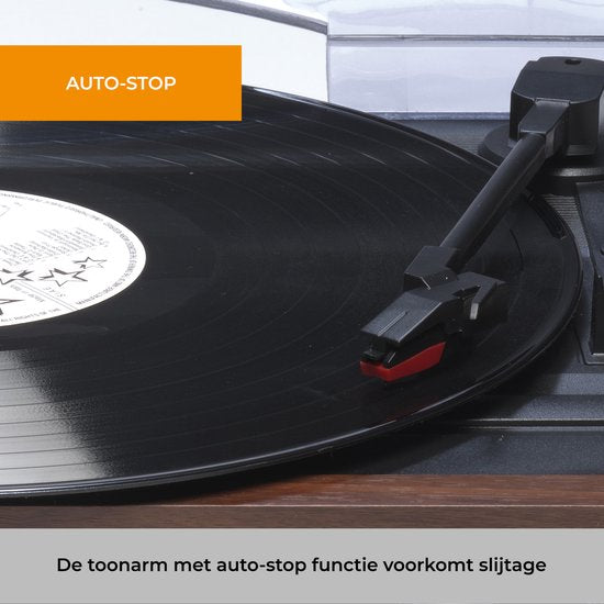 Denver Retro Record Player - Haut-parleurs intégrés - Radio FM - Fonction Auto-stop - AUX - Phono - VPR190