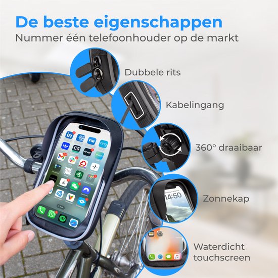Nuvance - Support de téléphone pour vélo - Support GSM pour vélo, Fatbike, scooter et guidon de moteur - Étanche - Rotation à 360 degrés - Support vélo pour Smartphones