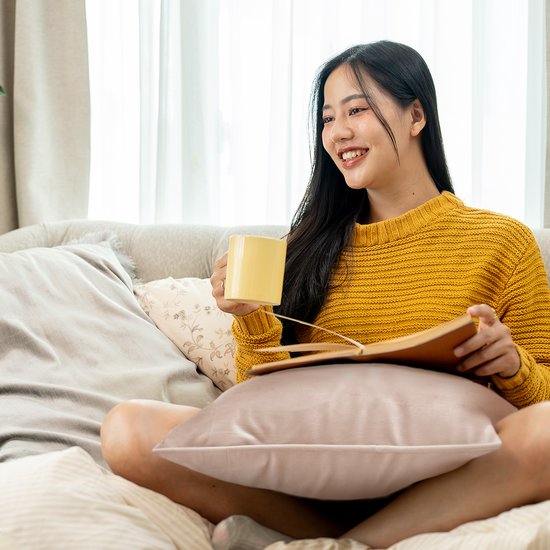 Auronic Heat Pillow - Velours - 45x60 - Sans fil - Rechargeable - Oreiller électrique - Infrarouge - Rose