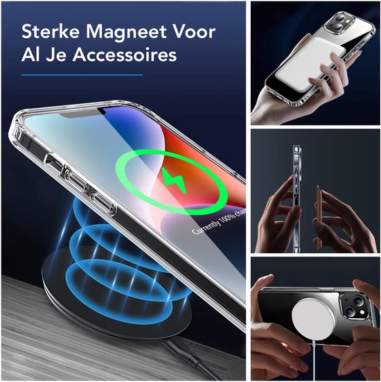 Podec Magsafe Case Suitable for iPhone 14 - Bundle with 3x Screen Protector + 3x Camera Protector - Magnetic with Ring Translucent - Phone Case Transparent Magsafe Case - Translucent