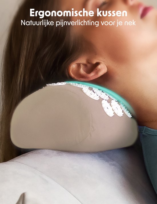 LifeGoods Tapis d'acupression avec coussin - Tapis Shakti - Tapis pour ongles avec 2 balles pour points de déclenchement - 66x40x2cm - Beige/Blanc