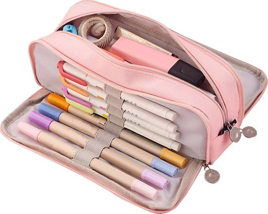 Trousse à crayons de luxe - Trousse à crayons pour enfants et adultes - Trousse d'école pour garçons et filles - Rose