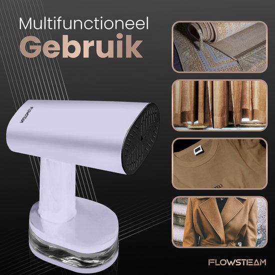 FLOWSTEAM® Luxury Clothes steamer - Défroisseur à main - Vêtements à la vapeur - Lavender Edition