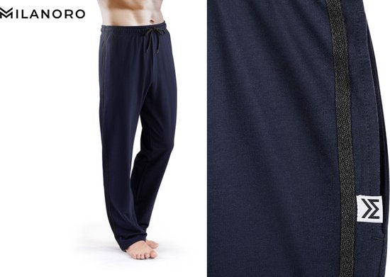 Milanoro - Lot de 2 pantalons de survêtement sportifs et confortables pour hommes - Bleu marine/Anthracite - S
