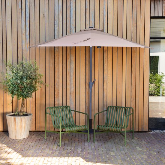 VONROC Premium Parasol Magione - Parasol de balcon durable - Semi-circulaire 270x135cm - Toile résistante aux UV - Beige - Housse de protection incluse