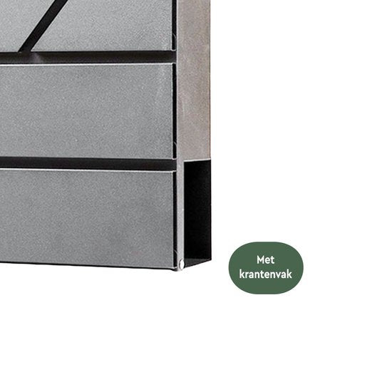 BRASQ Letterbox Hanging Grey Deluxe - Boîte aux lettres murale avec serrure et compartiment à journaux - avec matériel de montage et 2 clés - Boîte aux lettres - boîte postale - boîte à lettres - acier inoxydable