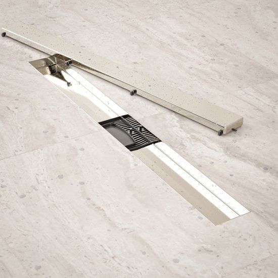 Caniveau de douche - 70cm - Grille à carreler - inox - Avec bride