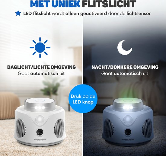 Vulpes Goods® Repellent - Répulsif à souris à ultrasons - Répulsif pour l'intérieur - Lutte contre les souris et les insectes respectueuse des animaux - Piège à souris respectueux des animaux - Protection à 360 degrés - Répulsif pour les nuisibles - Versi