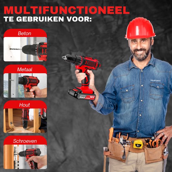 VERTREX Accu Screwdriver 18V - Perceuses sans fil - Perceuses sans fil - Perceuses - 2 batteries incluses