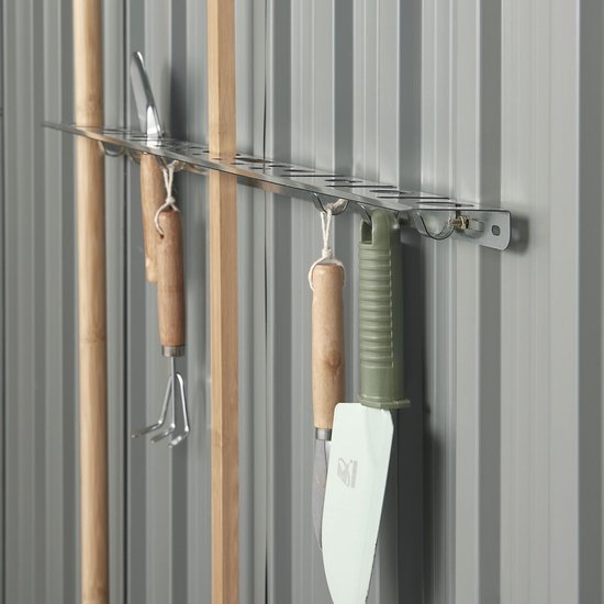 Juskys - Abri à outils en métal (1,4 m²) - Toit en pente, Porte coulissante, Cadre de fondation et support d'outils inclus - Anthracite