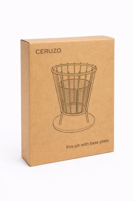 Ceruzo Panier à feu avec plaque de fond - pare-étincelles - Diamètre 40 cm - Acier - Noir