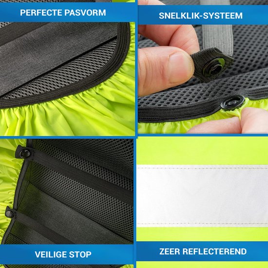 NEXTCOVER® Universal Backpack Rain Cover [AquaShield] - Housse de pluie pour sac à dos imperméable pour une protection supplémentaire du sac à dos imperméable - Housse de pluie pour sac à dos réfléchissante - Vert néon