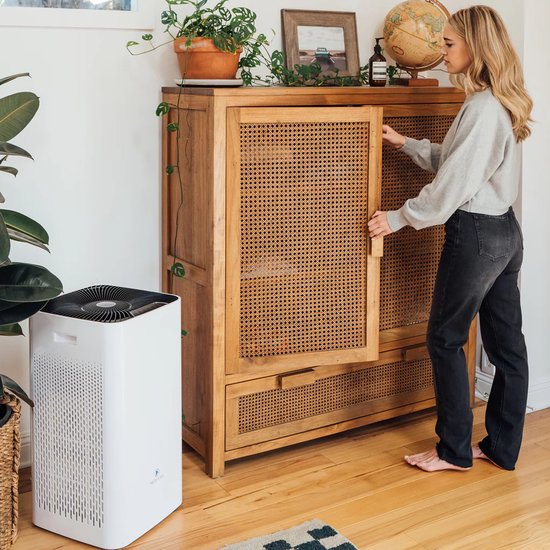 Medify Air MA-112 - Purificateur d'air 855 m³/h - Ioniseur et filtre HEPA H13 - 4 modes + mode veille - Jusqu'à 342 m² par heure - Contre le rhume des foins, les acariens et les allergies - Blanc