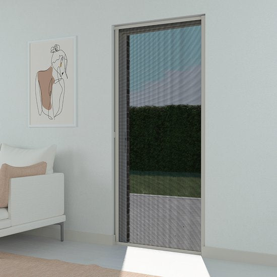 Livn Roller Hordeur Plus 105x205cm blanc - Ouverture et fermeture silencieuses - Equipé d'une fermeture magnétique - Largeur pouvant être raccourcie sans limitation
