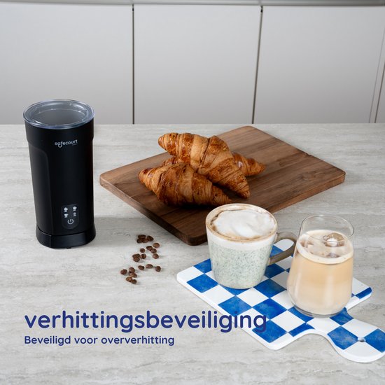 Safecourt Kitchen Mousseur à lait électrique MF600 - 4 en 1 - 500W - Noir