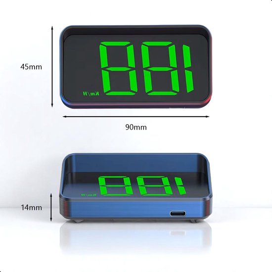 Tech Essentials Automatic - GPS Speedometer Car HUD - USB-C - Green - Head Up Displays - Plug and Play