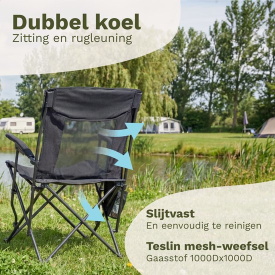 TRVLMORE Chaise de camping - pliable - capacité de charge 120KG - sac de transport inclus - chaise pliante - chaise de pêche - chaise pliante - noir