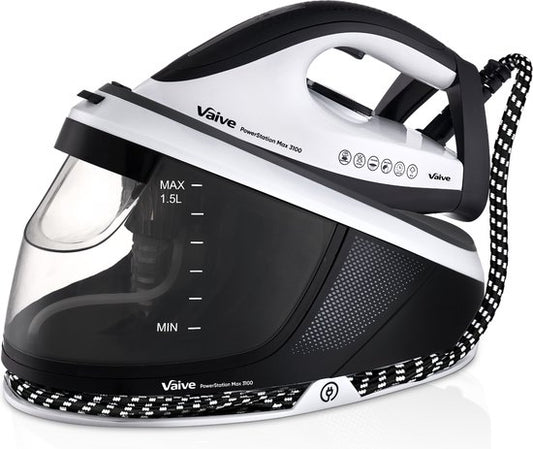 Fer à vapeur VAIVE - 3100W - Réservoir d'eau de 1,5 L - Cordon d'1,9 m - Noir/blanc