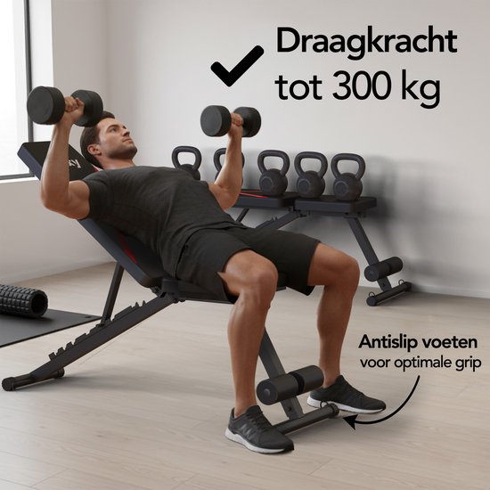Brixy Fitness Halter Bench - Banc d'exercice - Jusqu'à 300KG - Banc de musculation - Banc d'exercice - Réglable - Pliable - Noir