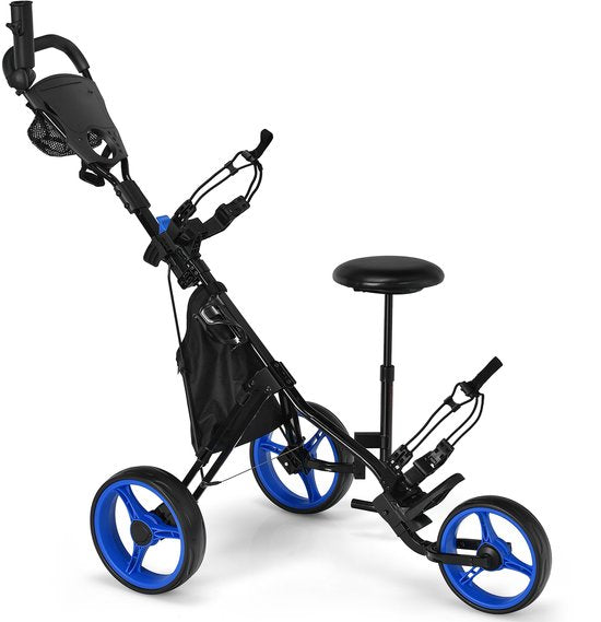 Coast Chariot de golf, chariot de golf, chariot de golf, chariot de golf, pliant, caddy de golf chariot de golf en aluminium, caddy de golf avec porte-parapluie, porte-pièce en T et sac de rangement