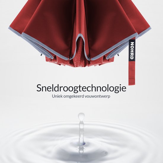Nohrd Storm Umbrella - Bordeaux Red - Parapluie pliable - Stormproof 108 km/h - Parapluies tempête - Pliage et dépliage automatique - Réfléchissant - Parapluies - Housse de protection incluse