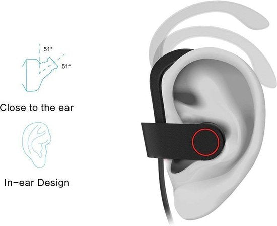 Ecouteurs Bluetooth intra-auriculaires sans fil, Casque de sport - Casque sans fil - noir/rouge U8