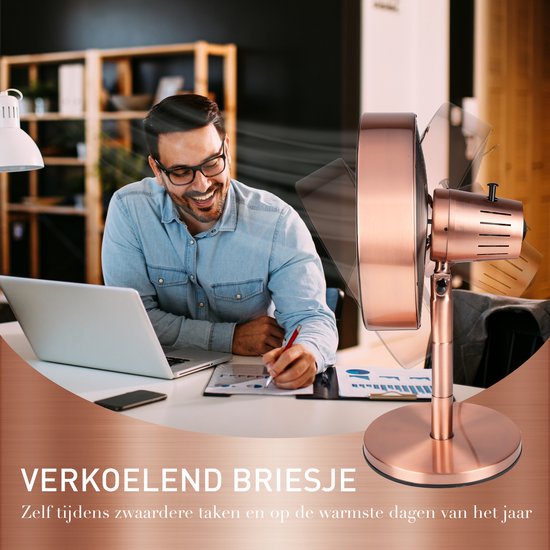 Lifetime Air Ventilateur de table - 230V - Ventilateur de bureau 30CM - 3 vitesses - Fonction oscillante - Inclinaison - Rose