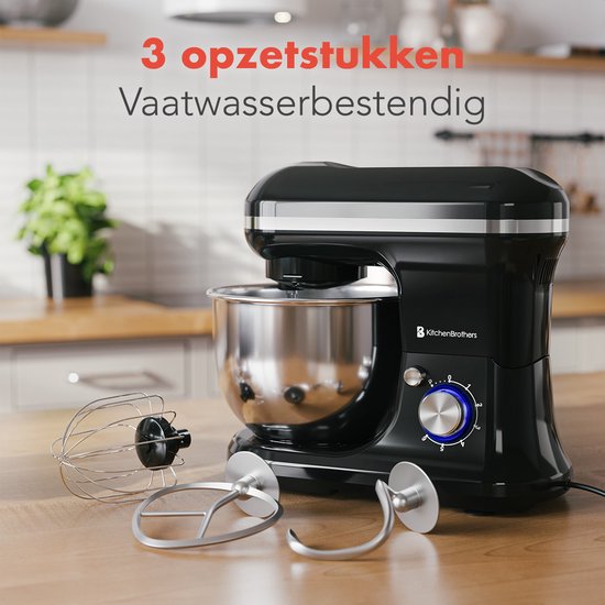 Robot de cuisine - KitchenBrothers - 5L - Mixeur de cuisine - 1200W - Noir