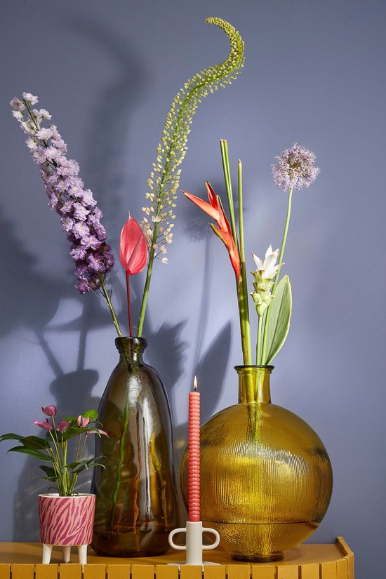 Mica Decorations Vase bouteille Firenza - H42 x Ø34 cm - Verre recyclé - Ocre