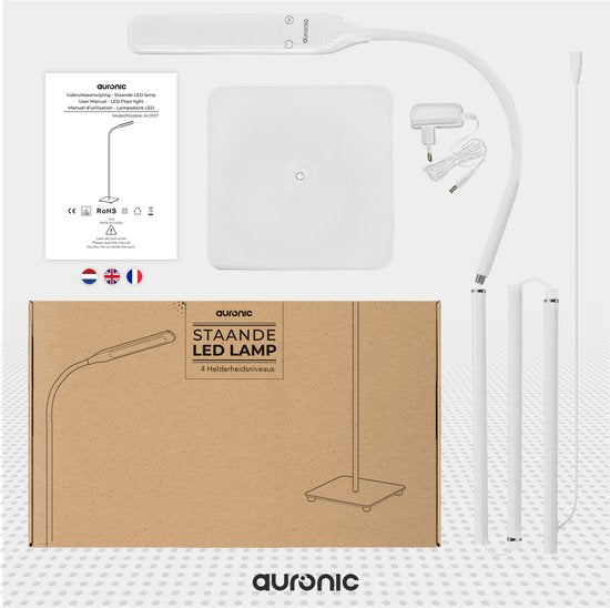Auronic Lampadaire - Lampadaire LED - Lampadaire Salon Bureau - Lampe de chambre - Lampe de lecture dimmable - Blanc