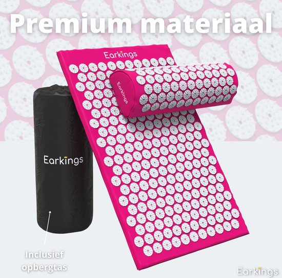 Nail Mat Acupressure Mat - Shakti Mat avec boule de massage et sac de transport - Tapis de massage 68x42x2 cm Earkings - Rose