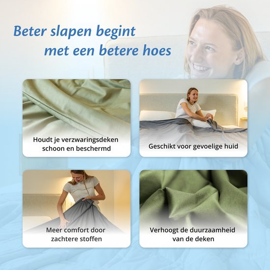 Housse pour la couverture d'aggravation d'Ella 135 x 200 CM - 7 KG & 9 KG - Housse en 100% coton biologique - Blanc biologique