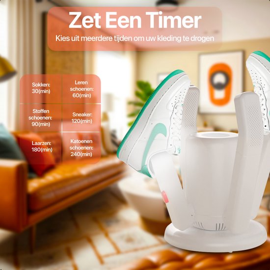 KRAFT Shoe Dryer Pro XL - Séchage de 2 paires de chaussures - Stérilisation UV - Désodorisant au sel de rose - Rafraîchisseur de chaussures - 2 tuyaux pour chaussures longues - Séchoir à chaussures bottes