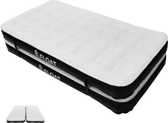 FLOAT Gemina - Lit gonflable 3en1 avec pompe électrique - 190x99x20 cm - Matelas gonflable ferme - Léger pour le camping - Deux matelas gonflables pour 1 personne