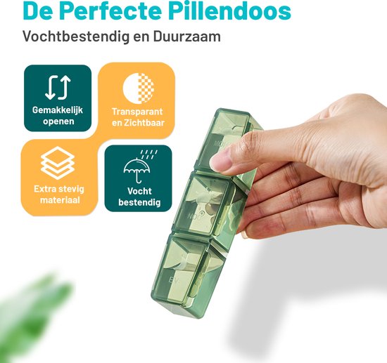 MR. PANACHE Boîte à pilules pour 7 jours avec 3 compartiments - Boîte à médicaments - Boîtes à pilules - Coupe-pilules - Boîte à médicaments 7 jours - Boîte à pilules - Boîte à médicaments - Boîte à pilules 7 jours - Serrure forte - Boîte à médicaments av
